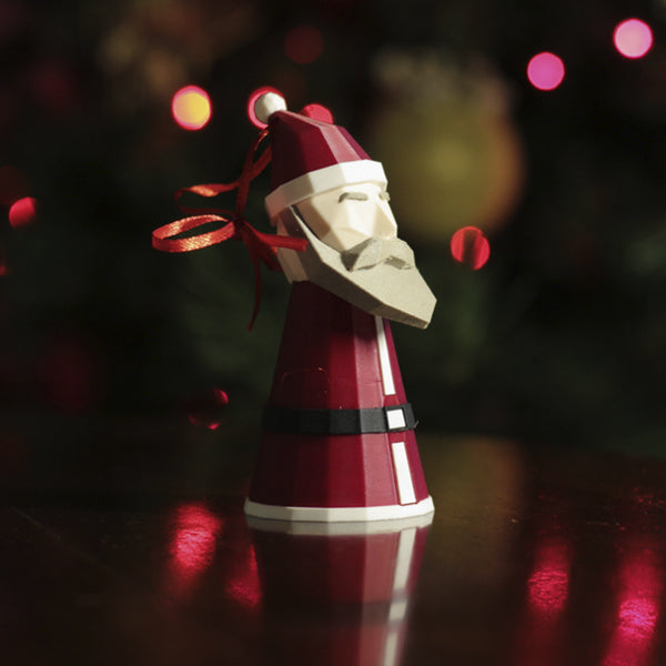 Low Poly Santa - 3D-printet juletræspynt